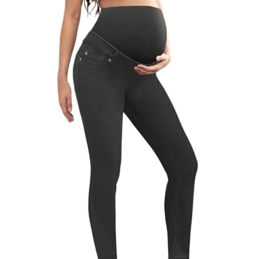 Hybrid & Co Size 18 or 3X Black Straight Legs Maternity Jeans with belly cover